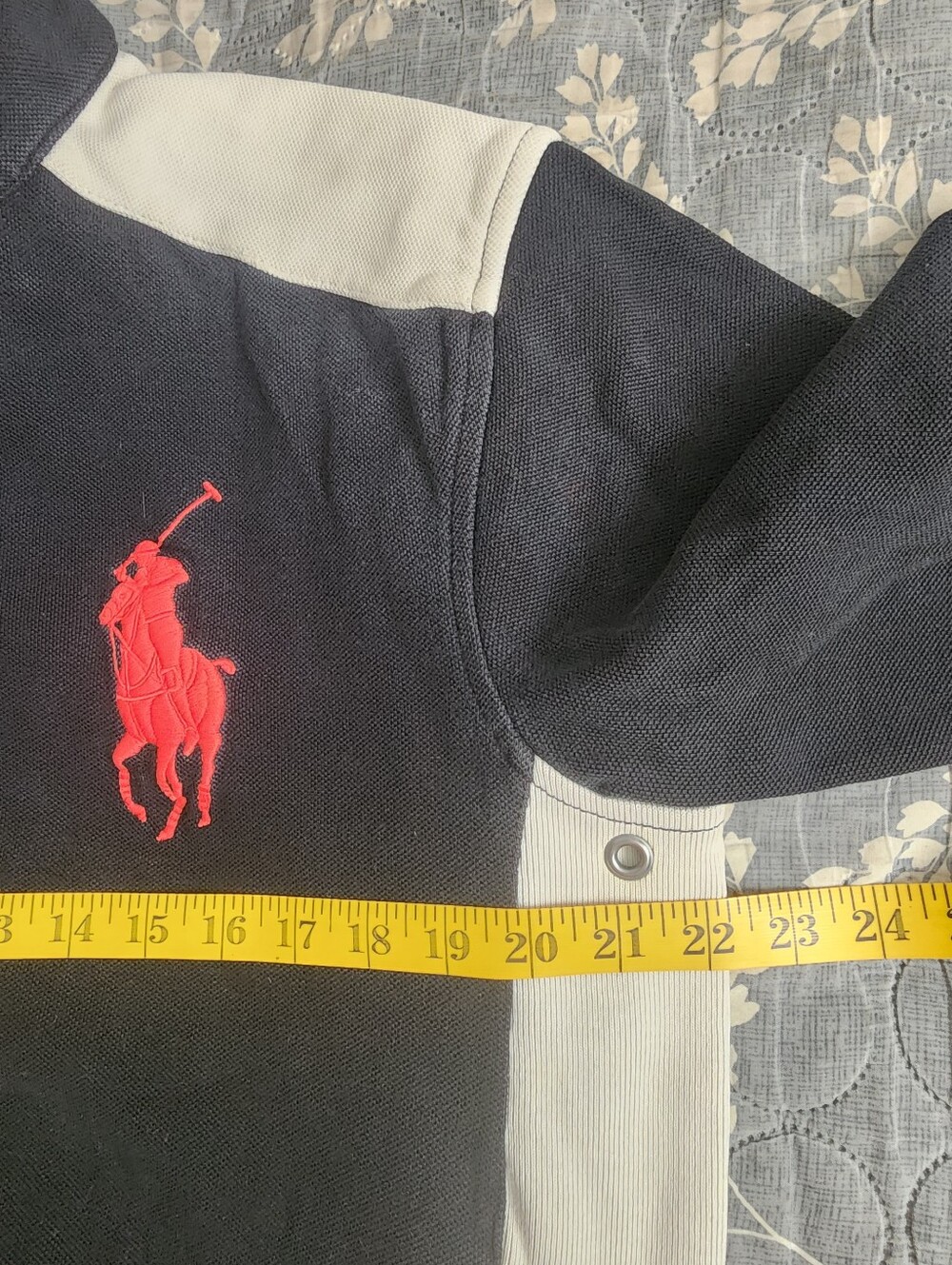 Polo by Ralph Lauren Thick Black Pullover Half-Zip with White & Red Accents. - Picture 7 of 9